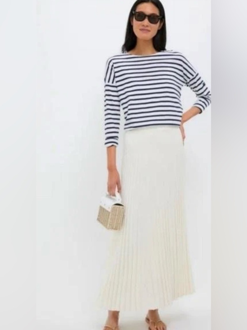 Tuckernuckā Arion Knit Pleated Maxi Skirt in Kenley White Womenās Size S & M NWT